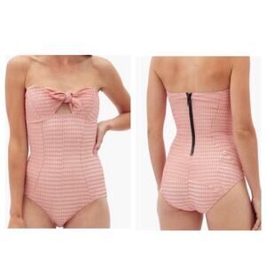 Lisa Marie Fernandez Pink Poppy Strapless Bandeau One Piece Swimsuit Small